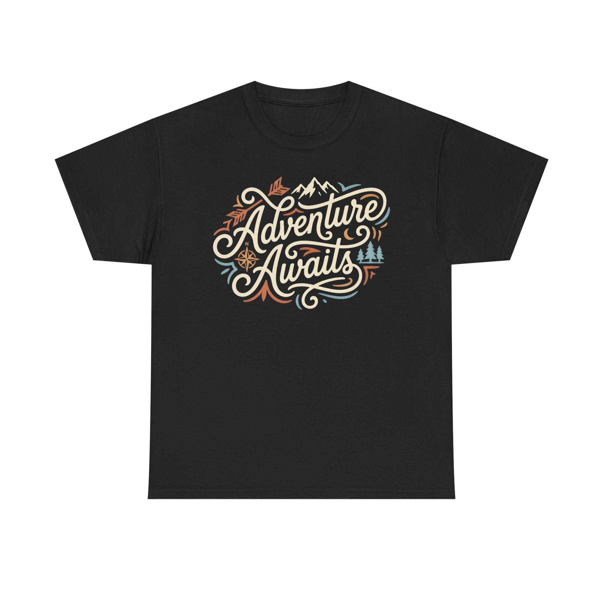 Adventure Awaits T-Shirt — Retro Mountain Hiking Tee