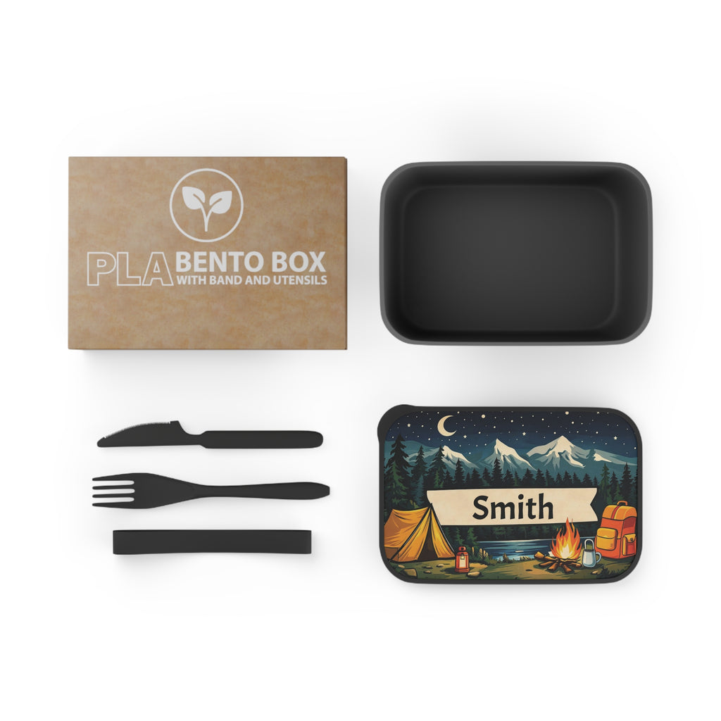 Personalized Camping Bento Box — Custom Name PLA Lunch Box with Mountain Night Design