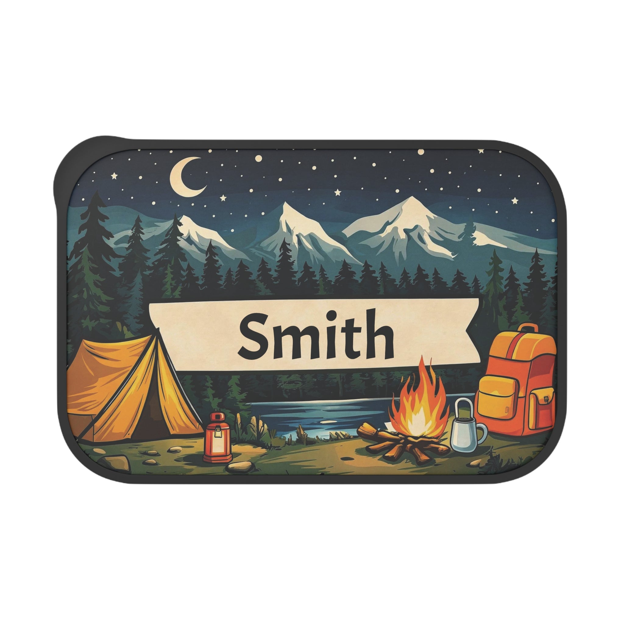 Personalized Camping Bento Box — Custom Name PLA Lunch Box with Mountain Night Design