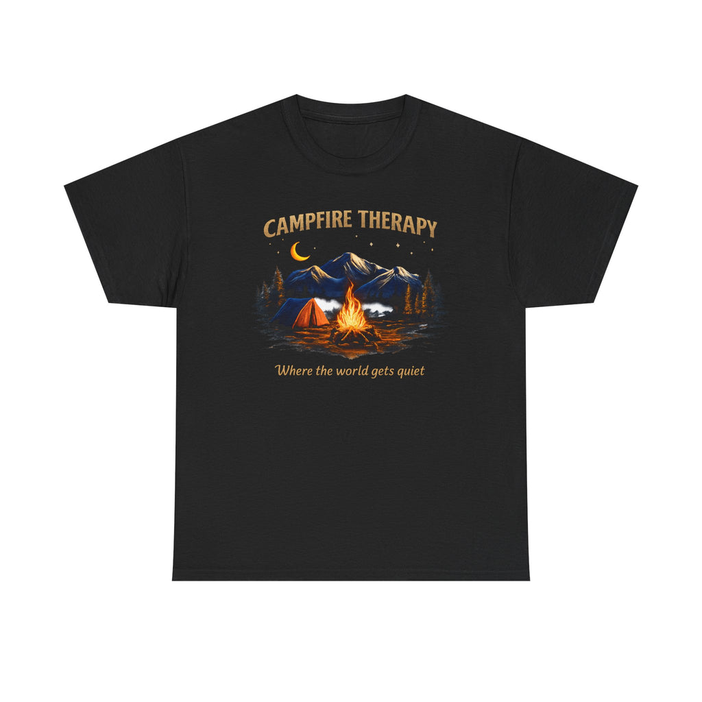 Campfire Therapy T-Shirt — "Where the World Gets Quiet" Camping Tee