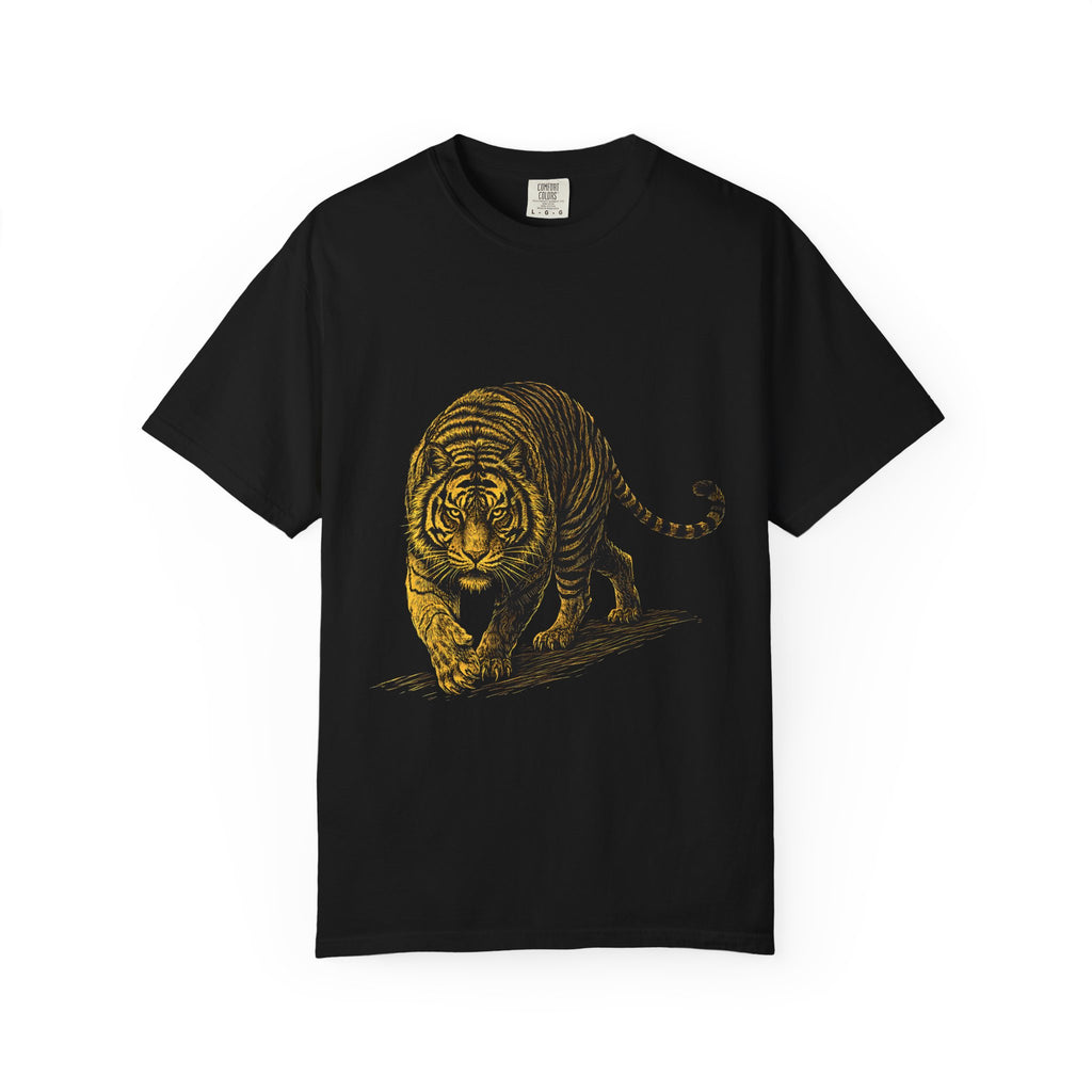 Tiger Stroll Graphic T-Shirt — Vintage Gold Charging Tiger Tee