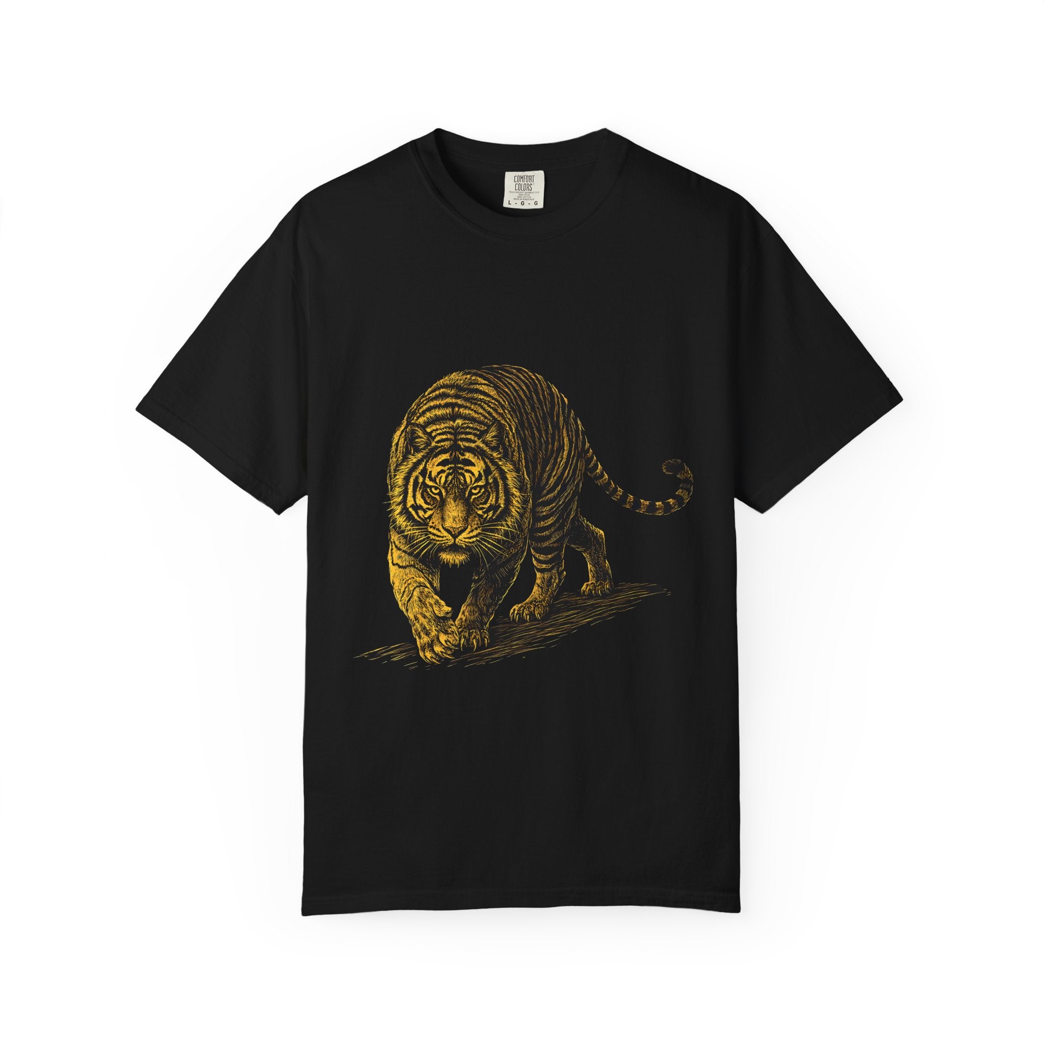 Tiger Stroll Graphic T-Shirt — Vintage Gold Charging Tiger Tee