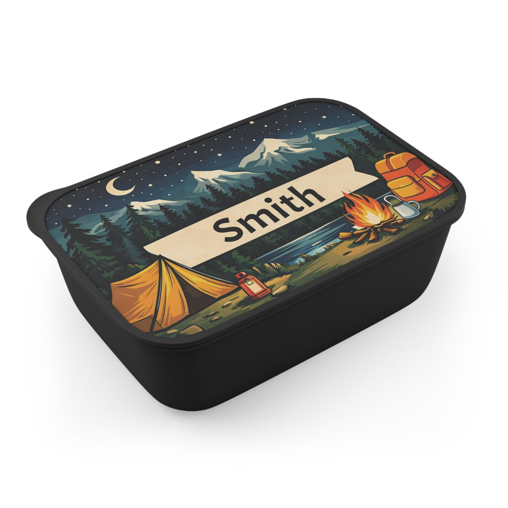 Personalized Camping Bento Box — Custom Name PLA Lunch Box with Mountain Night Design