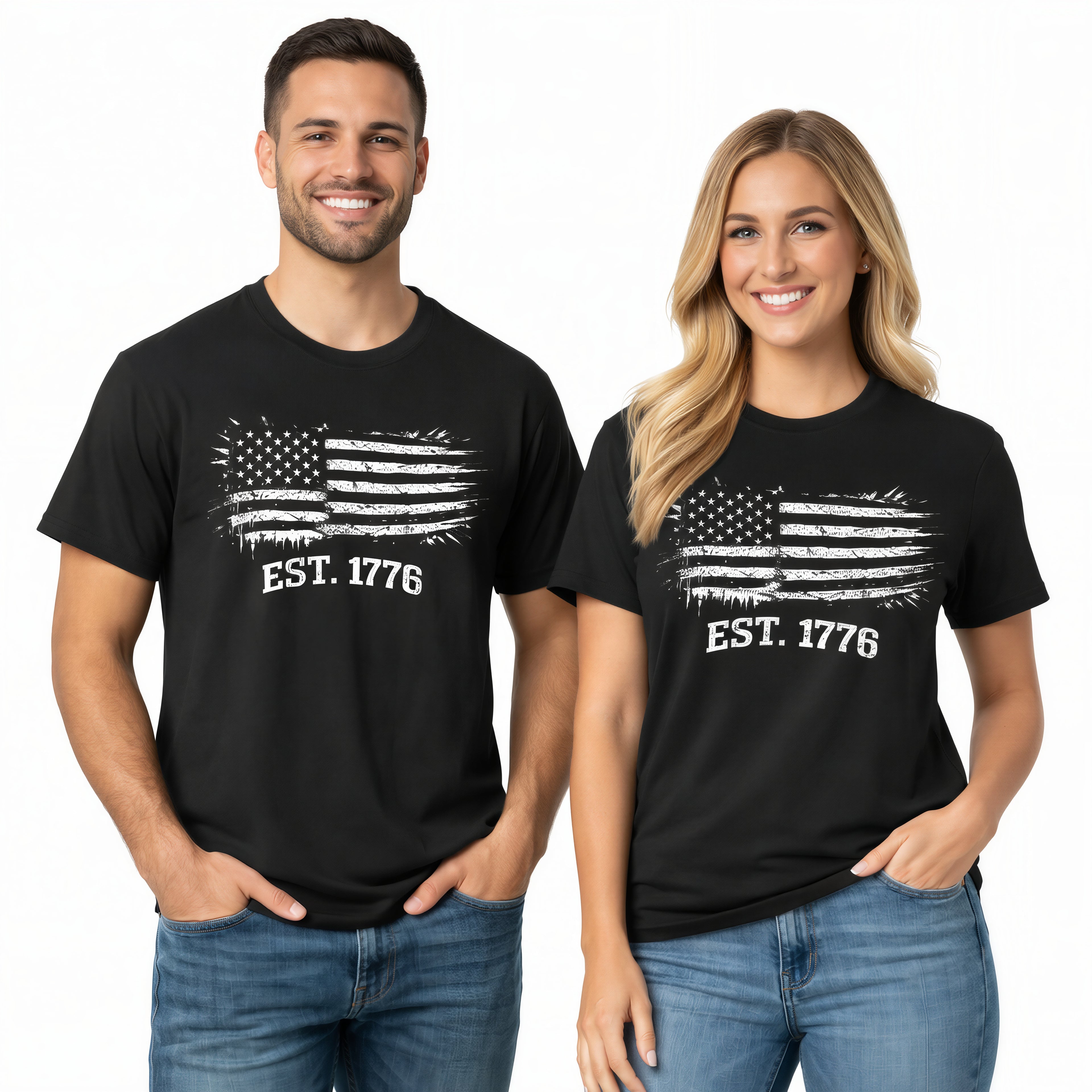 EST. 1776 Distressed American Flag T-Shirt