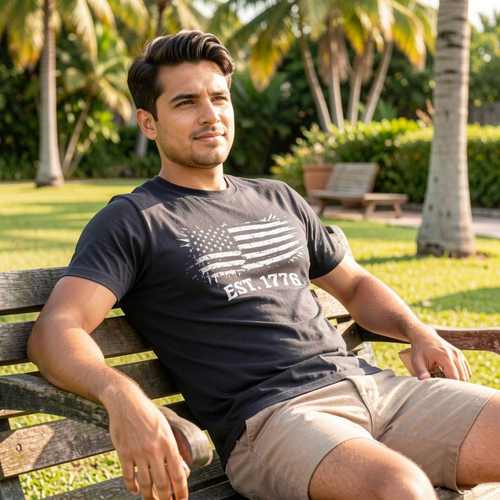 EST. 1776 Distressed American Flag T-Shirt