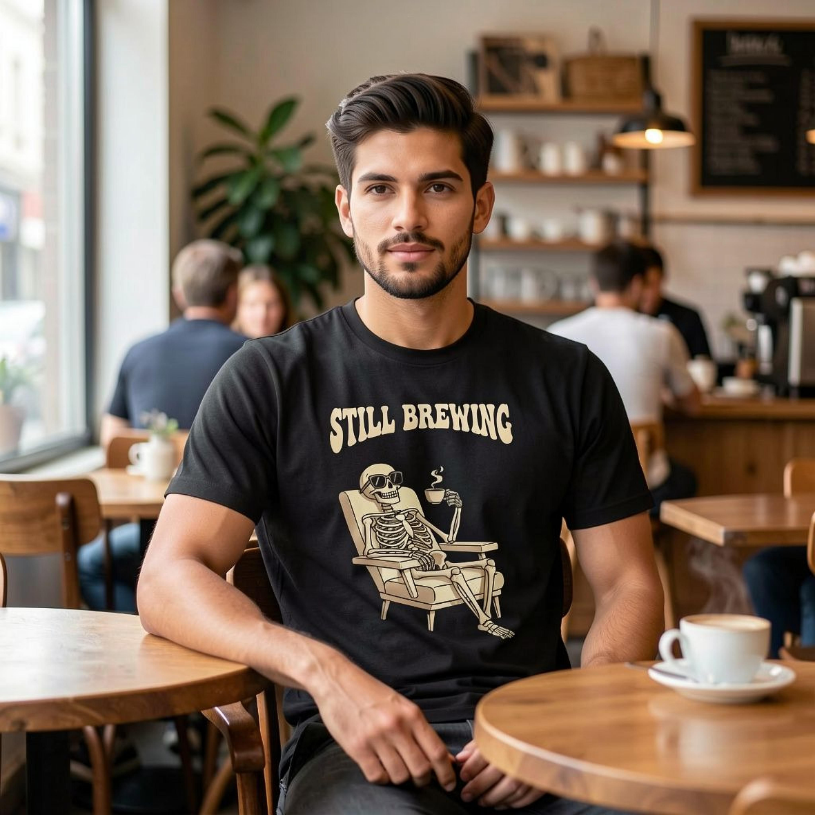 Still Brewing Skeleton Coffee T-Shirt