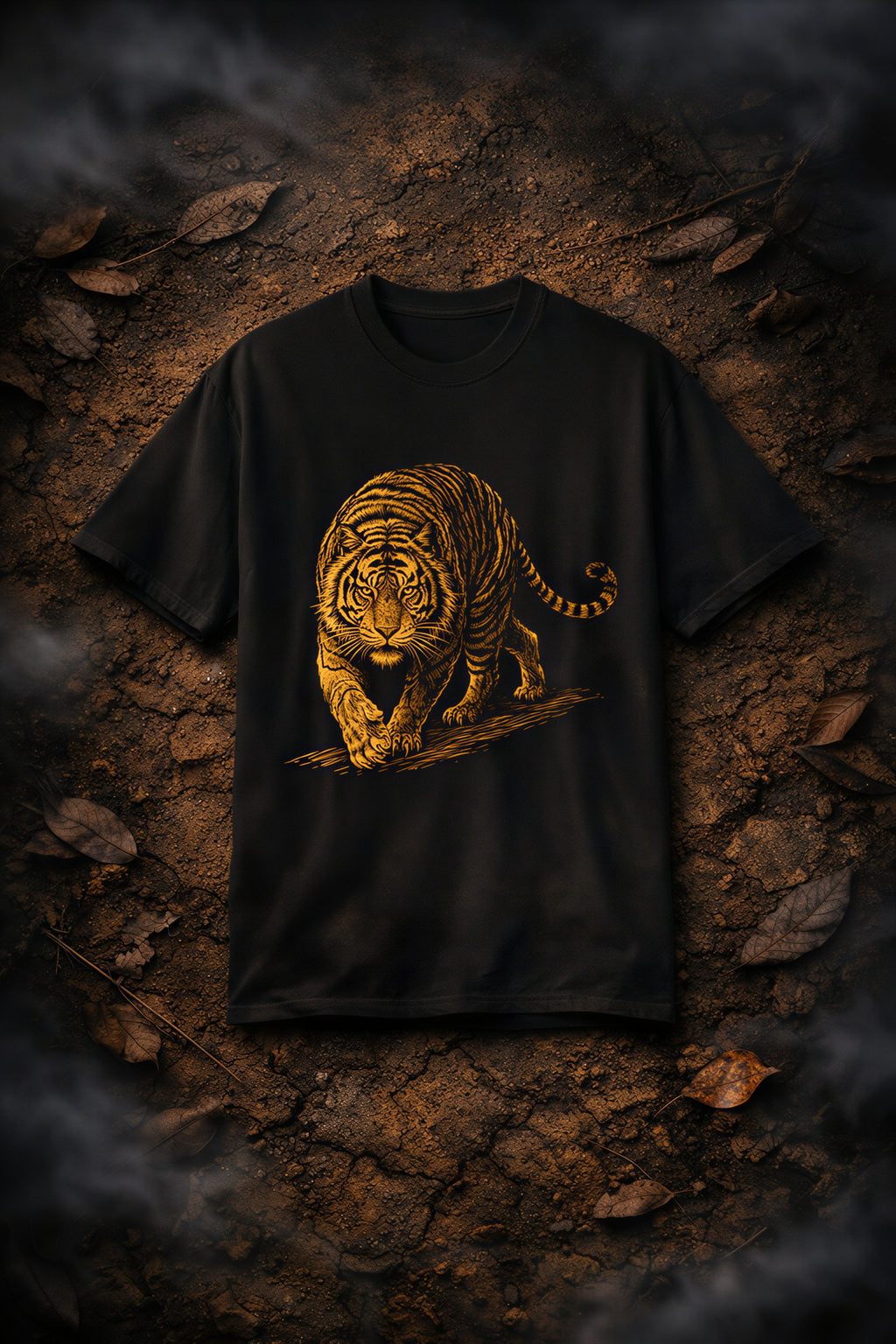 Tiger Stroll Graphic T-Shirt — Vintage Gold Charging Tiger Tee