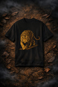 Tiger Stroll Graphic T-Shirt — Vintage Gold Charging Tiger Tee
