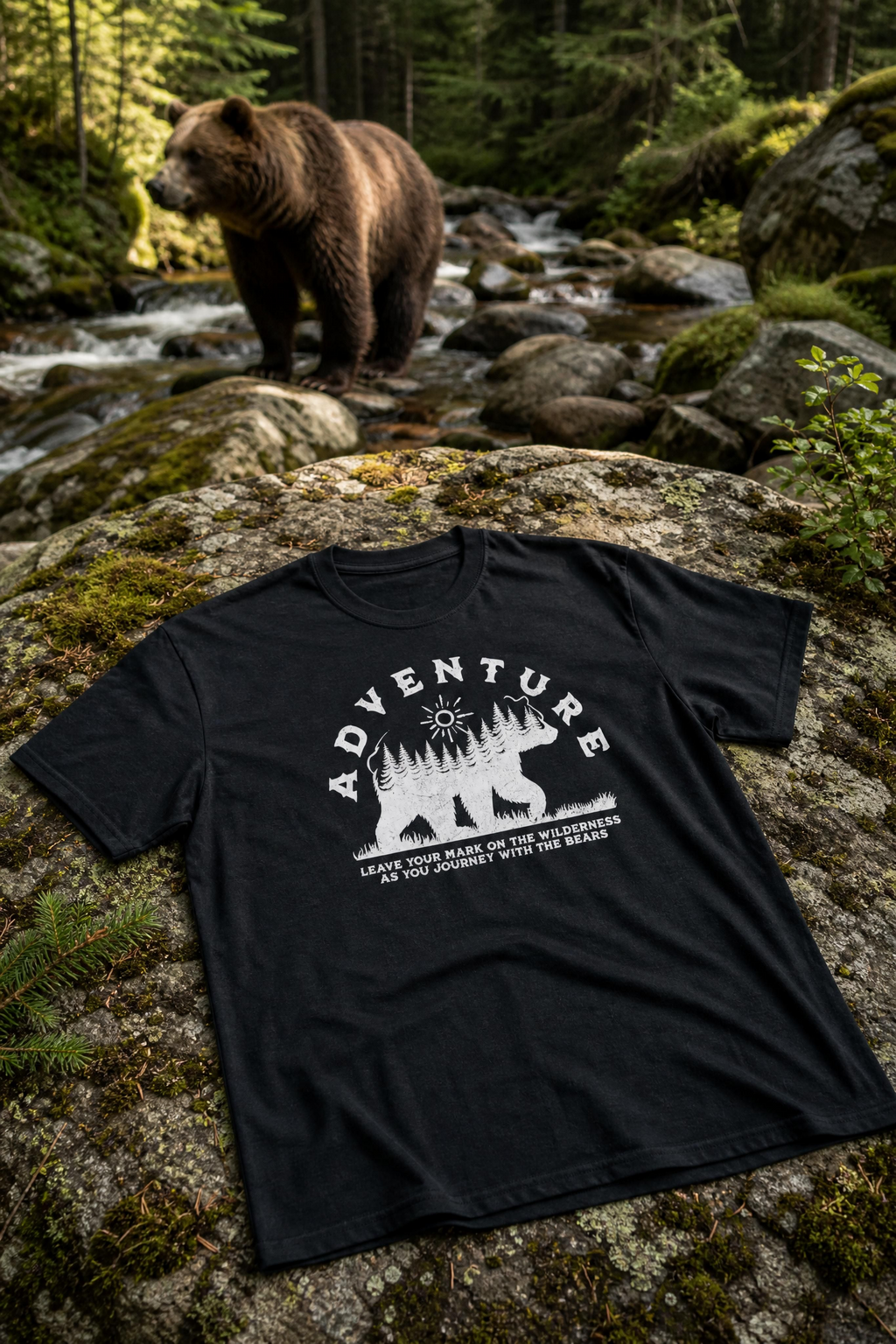 Adventure Bear T-Shirt — "Adventure" Graphic Tee for Outdoor Lovers