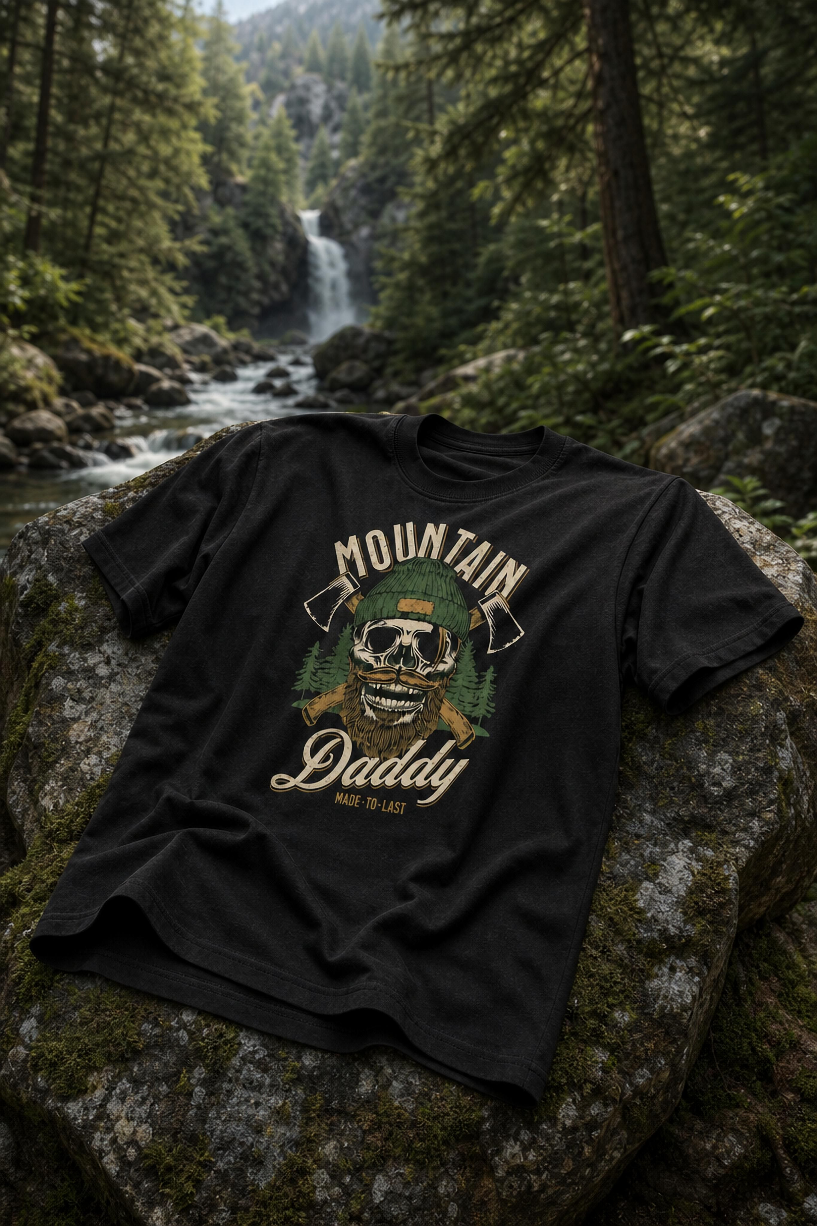 Mountain Daddy T-Shirt — Vintage Skull Hiker Graphic Tee for Outdoor Lovers