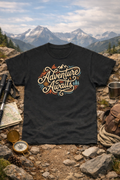 Adventure Awaits T-Shirt — Retro Mountain Hiking Tee