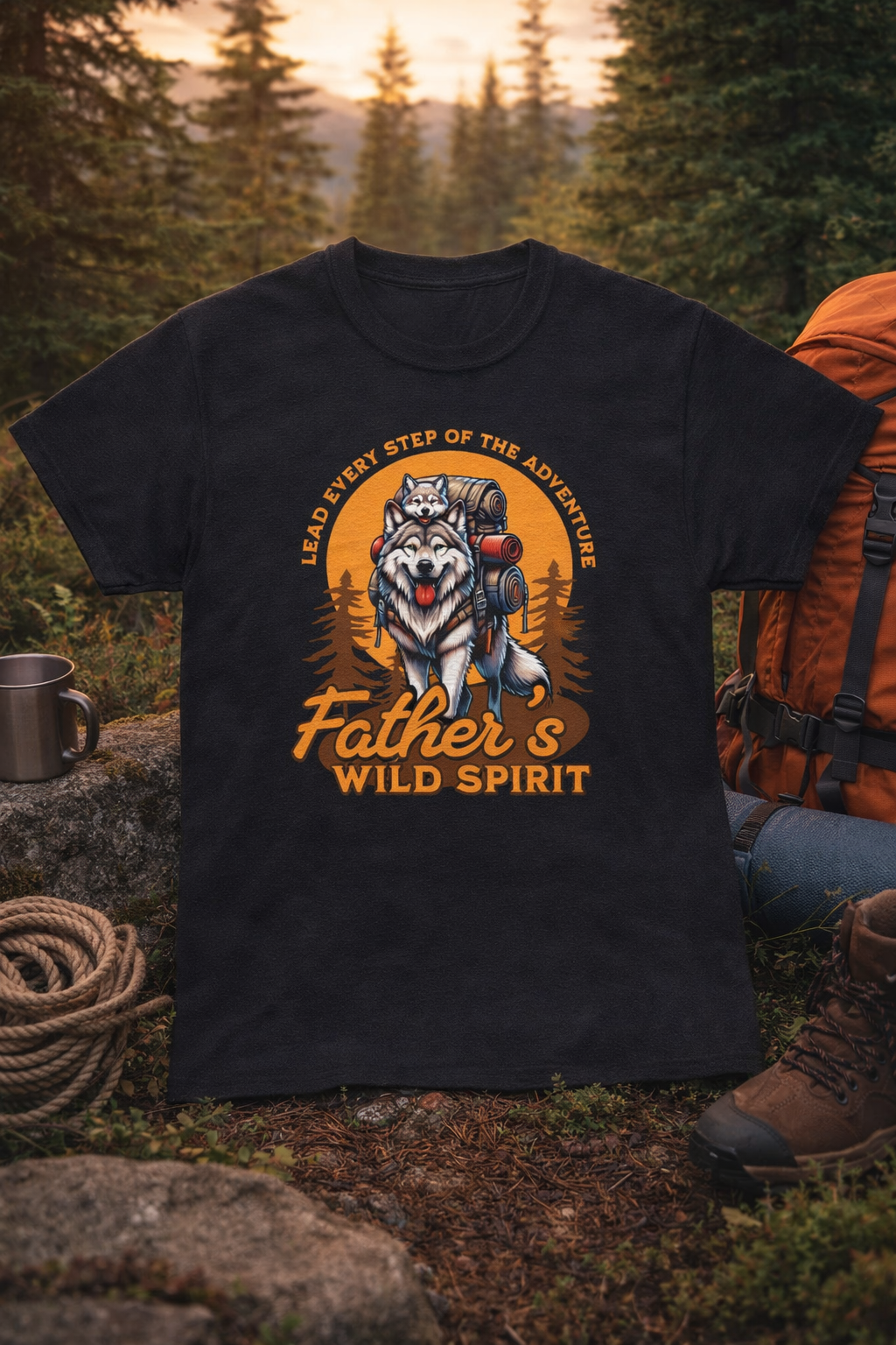 Father's Wild Spirit T-Shirt — Hike Every Step of The Adventure Graphic Tee