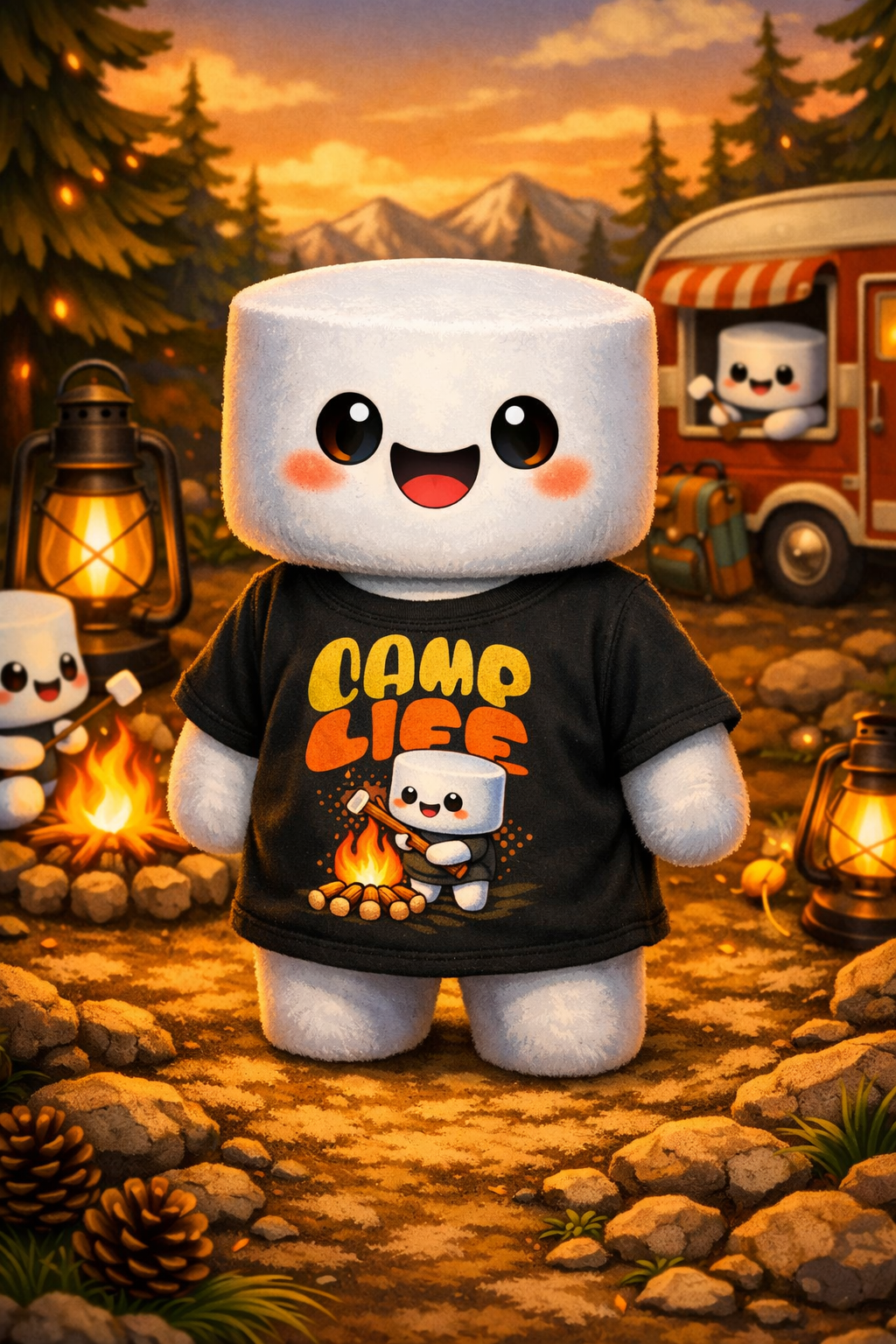 Camp Life T-Shirt — Cute Marshmallow Roasting Graphic Tee