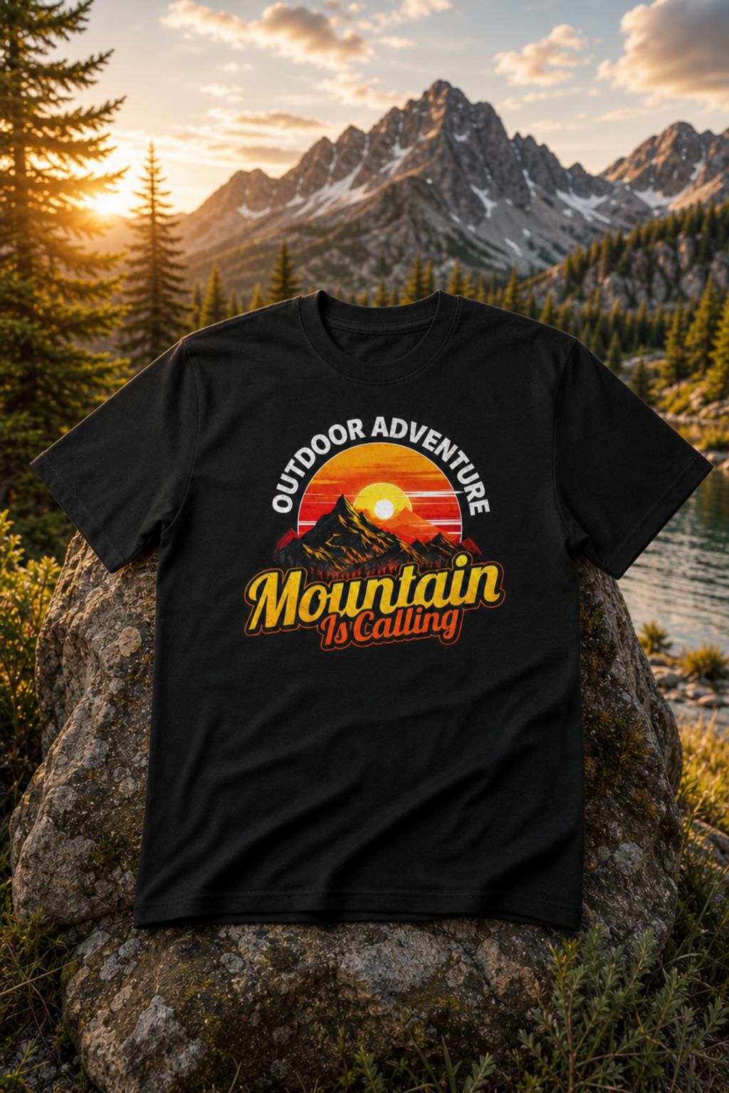Mountain Is Calling Tee — Outdoor Adventure Sunset T-Shirt for Hikers & Campers