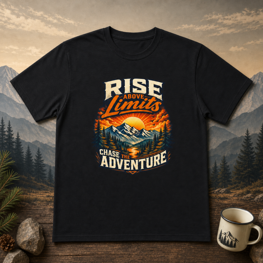 Rise Above Limits Adventure Tee — Chase the Adventure Mountain T-Shirt