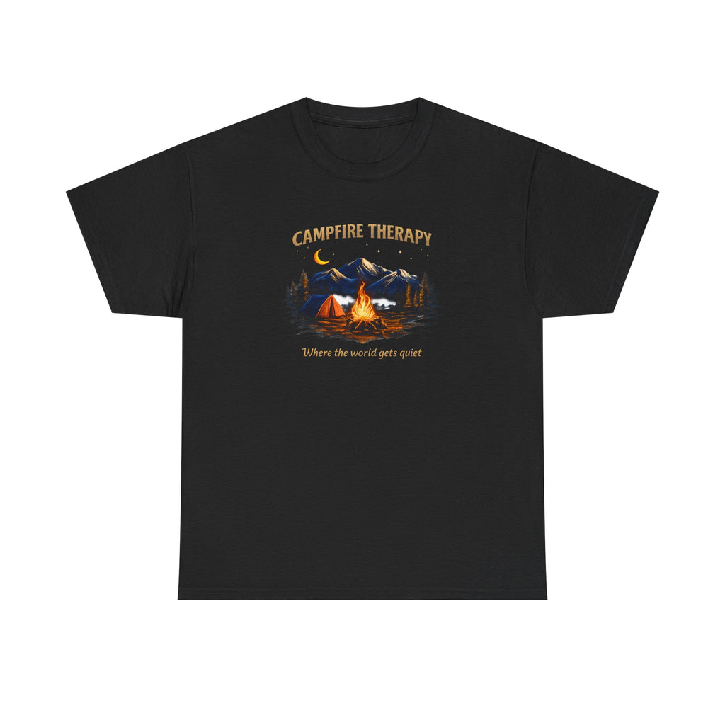 Campfire Therapy T-Shirt — "Where the World Gets Quiet" Camping Tee