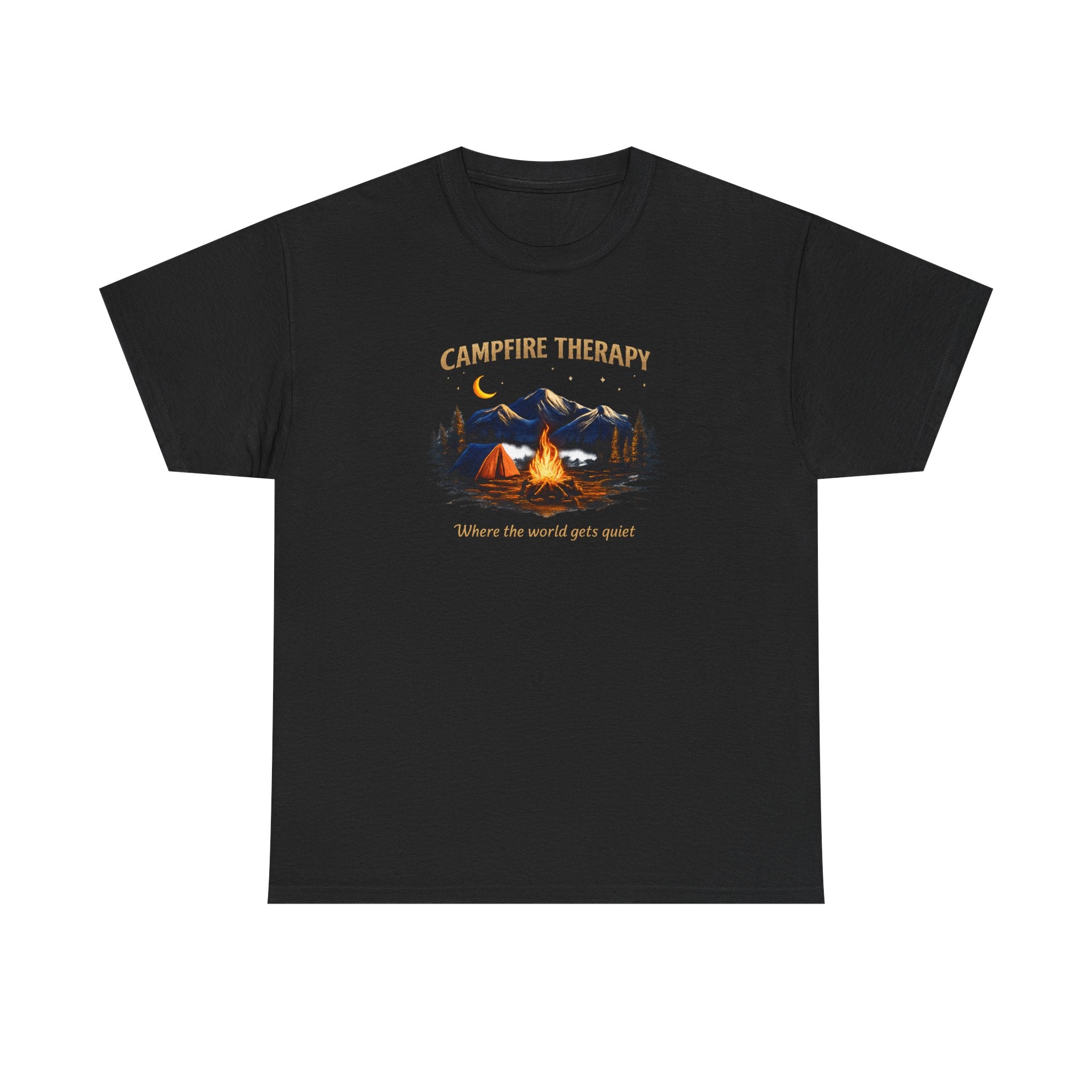 Campfire Therapy T-Shirt — "Where the World Gets Quiet" Camping Tee